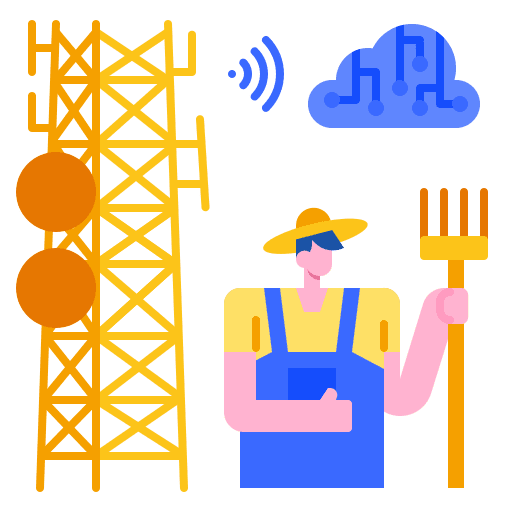 Farmer cloud monitoring internet of things icon Farmer cloud monitoring internet of things icon