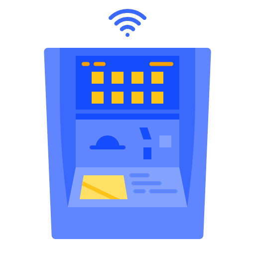 Kiosk display internet of things money icon Kiosk display internet of things money icon