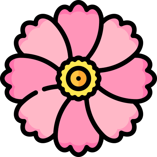 Pink cosmos botanical farming and gardening flower icon