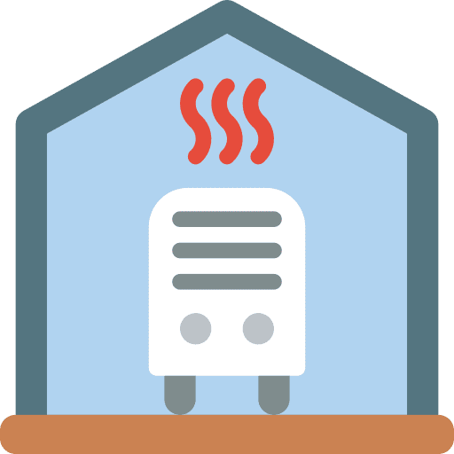 Greenhouse farming and gardening temperature heater icon