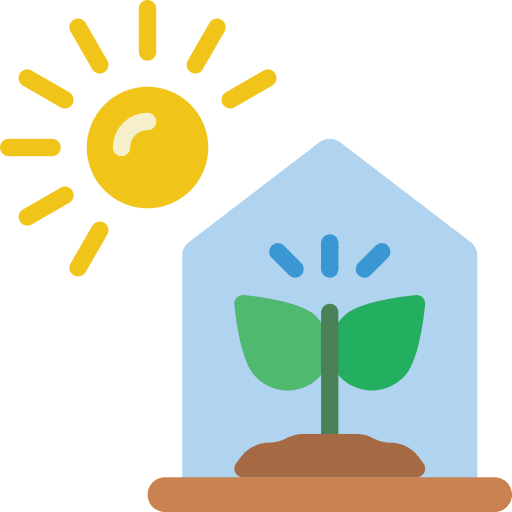 Greenhouse plant sunlight farming and gardening icon