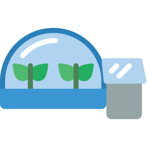 Smart greenhouse farming and gardening agriculture display icon