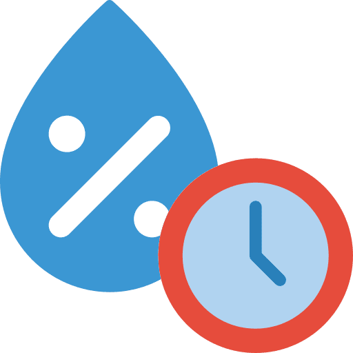 Water droplet time percentage clock icon