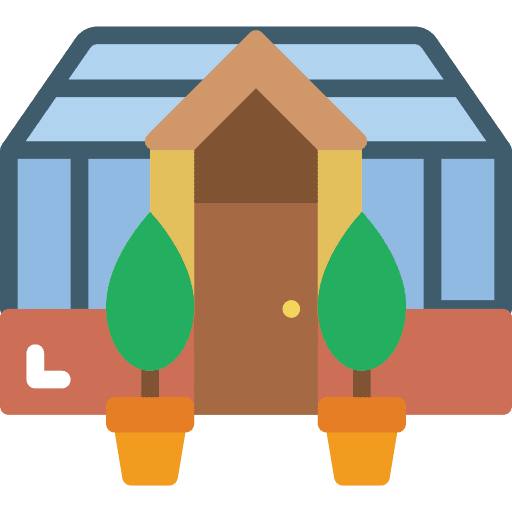 Greenhouse farming and gardening posh botanical icon