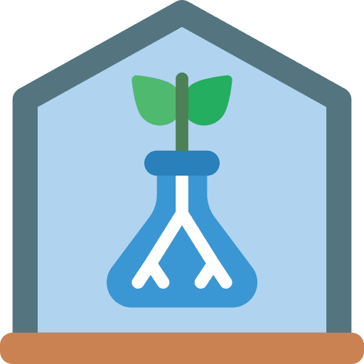 Greenhouse farming and gardening test tube growing icon