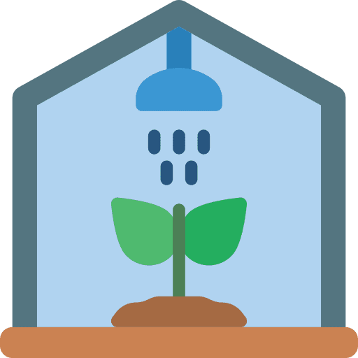Greenhouse sprinkler irrigation system watering icon