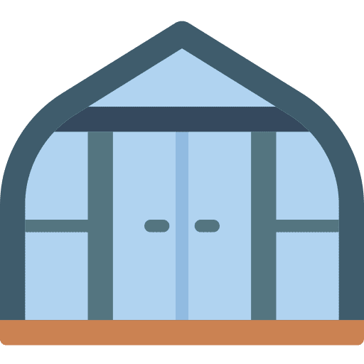Greenhouse warehouse farm house ecological icon