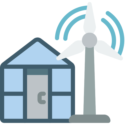 Greenhouse ecology wind turbine renewable energy icon