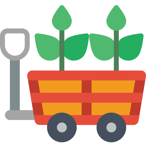 Trolley transportation wheelbarrow gardening icon