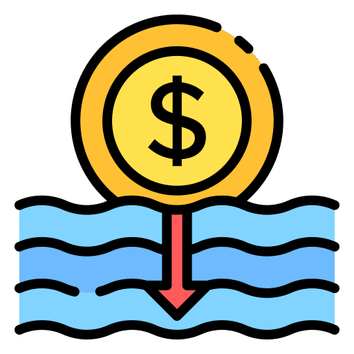 Sinking sea down arrows sinking icon
