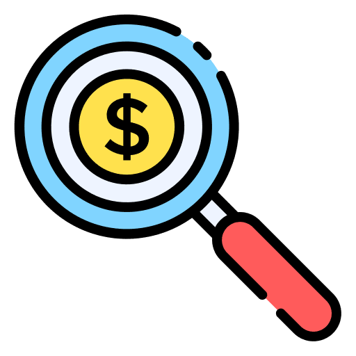 Magnifying glass money magnifier loupe icon Magnifying glass money magnifier loupe icon