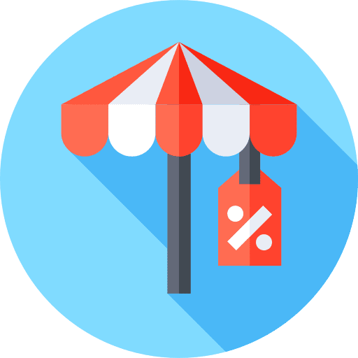 Sun umbrella commerce and shopping summer sale label icon Sun umbrella commerce and shopping summer sale label icon