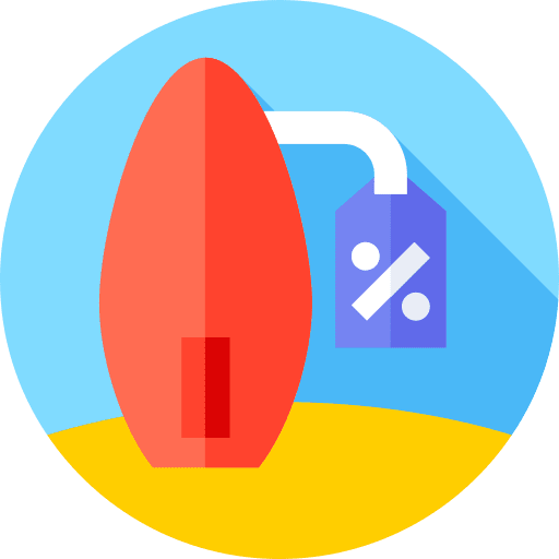 Surfboard discount commerce and shopping summer sale icon Surfboard discount commerce and shopping summer sale icon