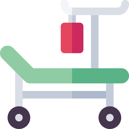 Hospital bed patient healthcare and medical blood bag icon