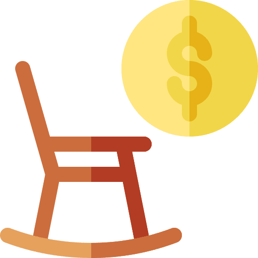Pension money savings rocking chair icon Pension money savings rocking chair icon