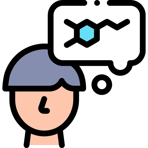 Dopamine chemical human body nervous system icon Dopamine chemical human body nervous system icon