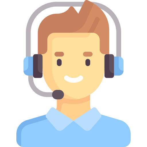 Call center agent man customer support brown hair icon