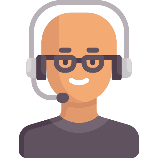 Call center agent user bald headphones icon Call center agent user bald headphones icon