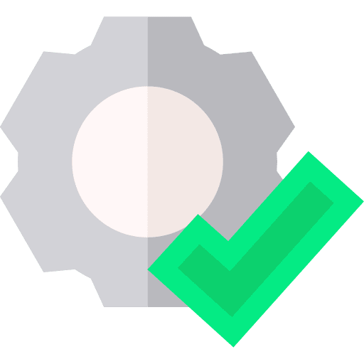 Easy installation tick gear done icon