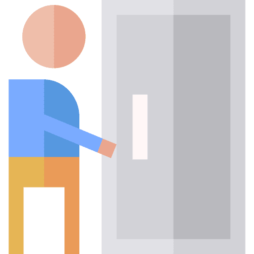 Unemployment door man evacuation icon