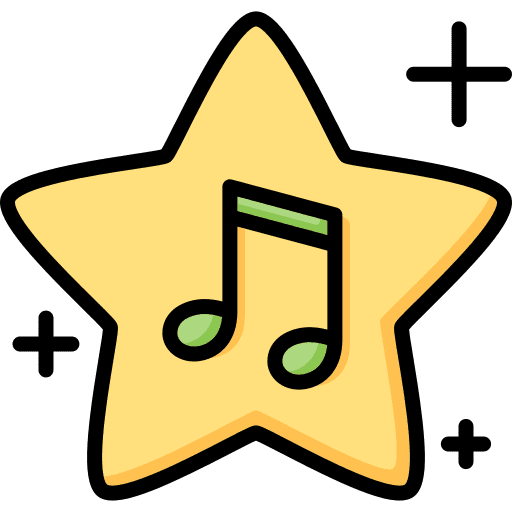Starred music and multimedia musical note star icon