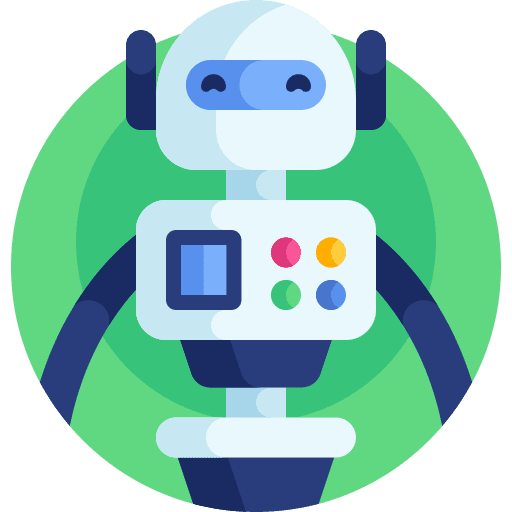 Robot electronic kid and baby metal icon