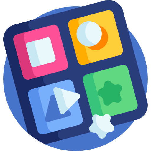 Shape toy kid and baby cube play icon