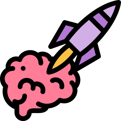 Growth brain rocket startup icon