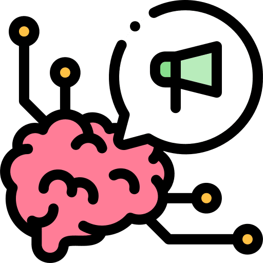Neuromarketing megaphone mind advertisement icon