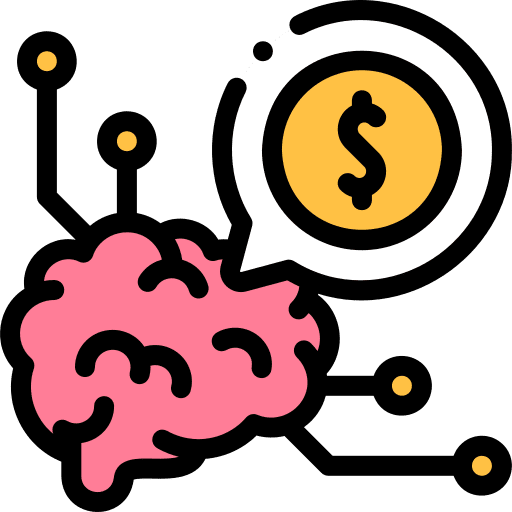 Neuromarketing money brain dollar icon