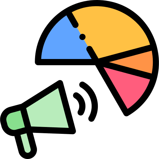 Pie chart megaphone ad advert icon