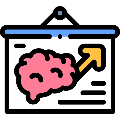 Presentation neuromarketing brain graph icon