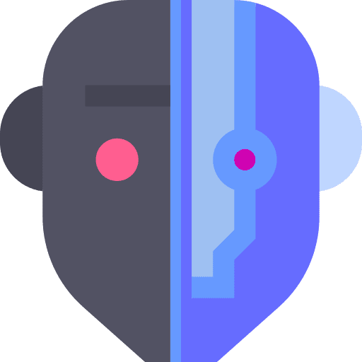 Cyborg humanoid robot futuristic icon