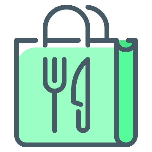 Bag take away food and restaurant delivery icon