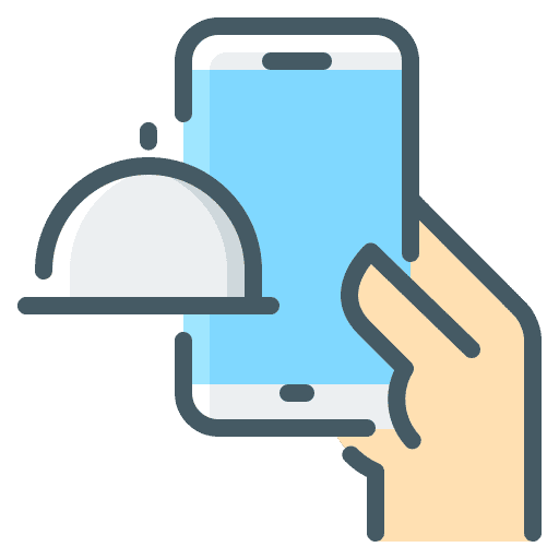 Order food food and restaurant hand delivery icon