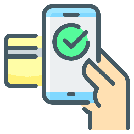 Payment check hand electronics business and finance icon