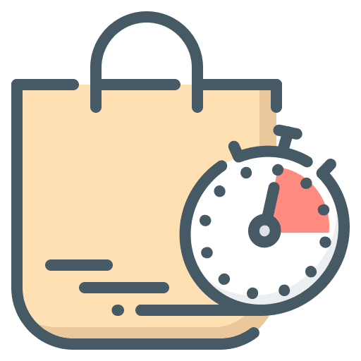 Bag shipping and delivery stopwatch commerce icon