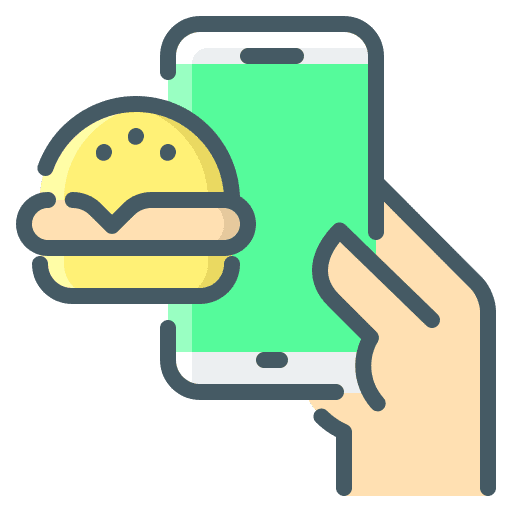 Order food delivery hand mobile app icon