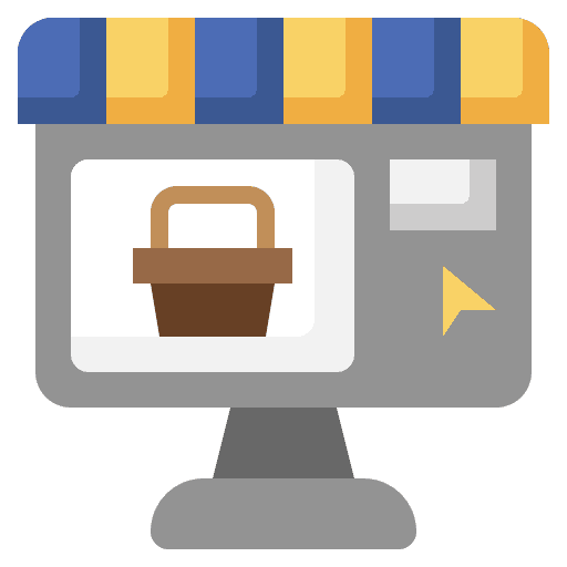 Online shopping ecommerce market monitor icon
