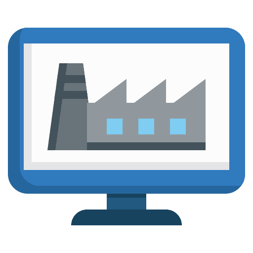 Digital factory industry computer monitor icon