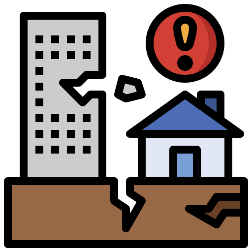 Earthquake earthquake disaster houses icon
