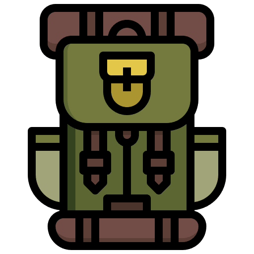 Military luggage weapon hiking icon Military luggage weapon hiking icon