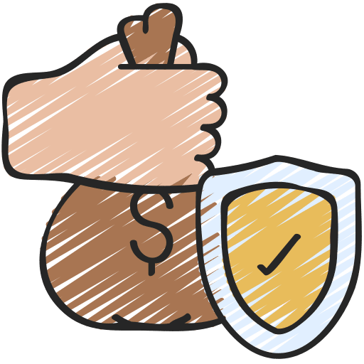 Loan insurance hands money icon