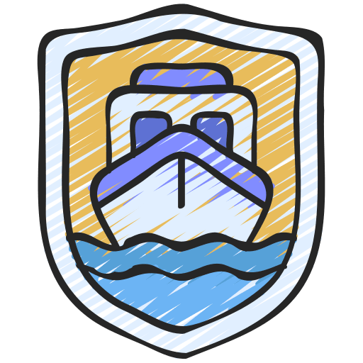 Boat cruise protection shield icon