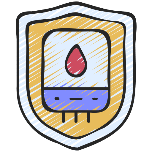 Water boiler checkmark security shield icon