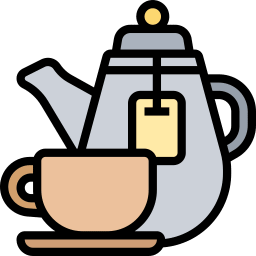 Hot tea tea pot tea cup food and restaurant icon
