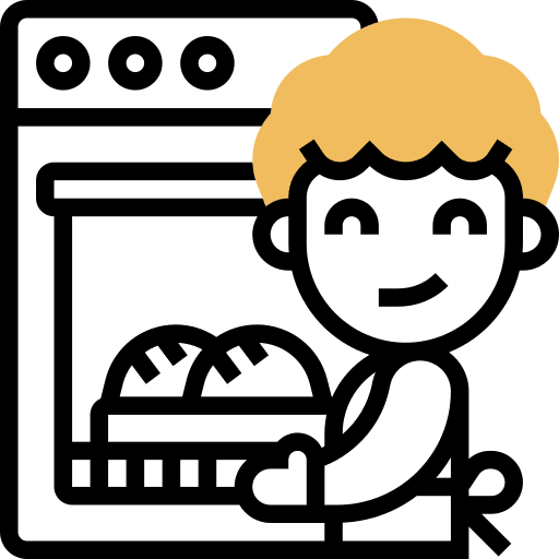 Oven baking baker man icon