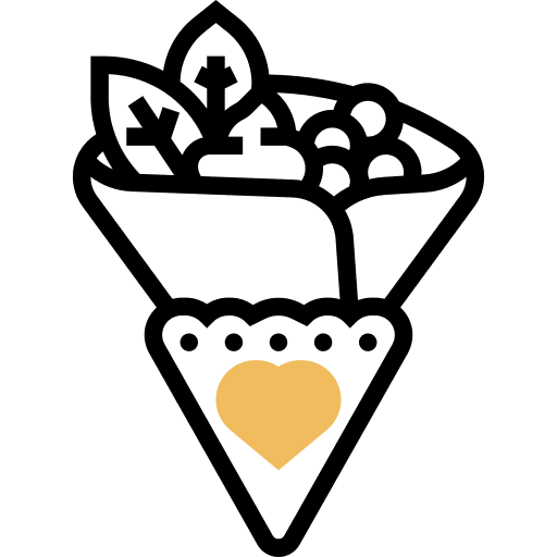 Crepe caramel fruit dessert icon