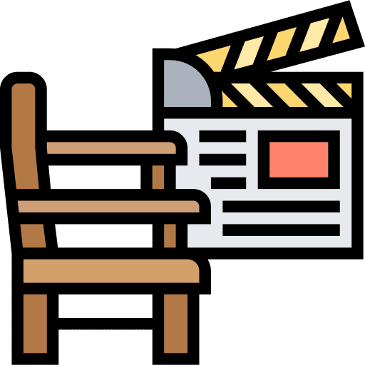 Director chair clapboard entertainment cinema icon
