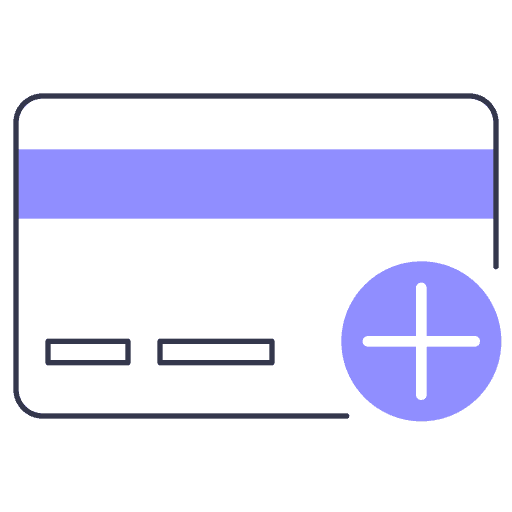 Credit card payment commerce and shopping add icon